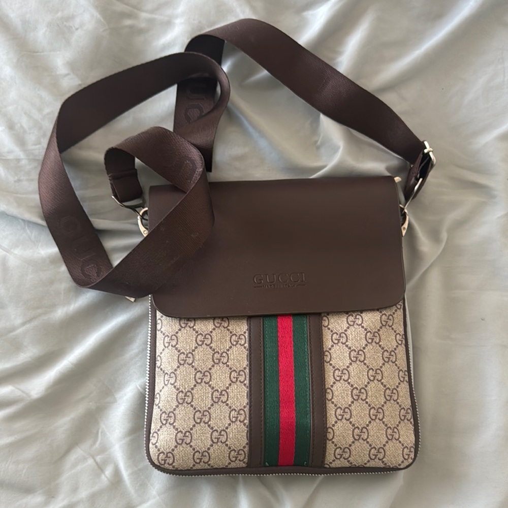 Gucci Brown and Beige Men's Crossbody Bag
